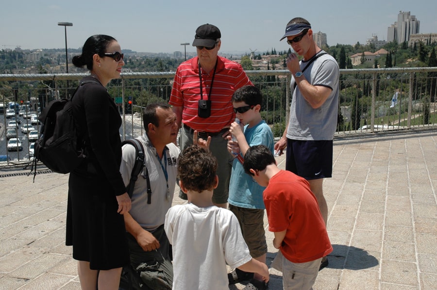 Lebovitz/Goldstein family in Israel with guide and friend, Tal Beit
Yosef